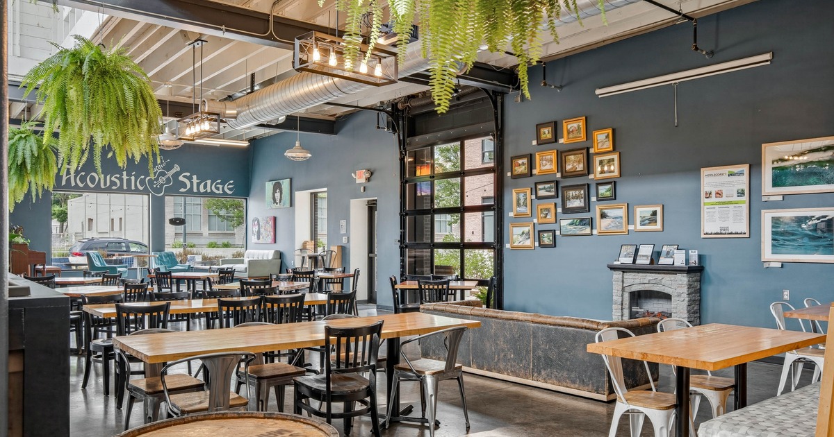 Interior, the brewery seating area
