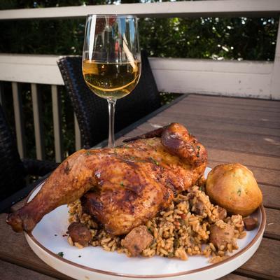 smoked half chicken jambalaya.