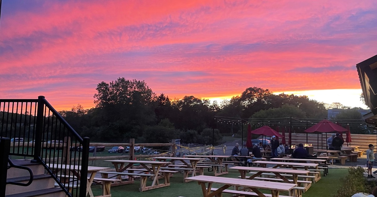 Sunset above the farm patio
