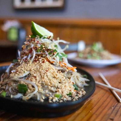 Thai Pearl Pad Thai, close-up.