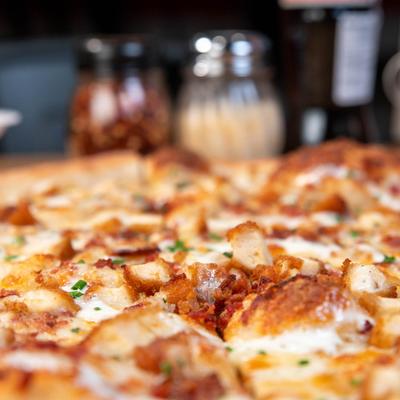 Chicken, Bacon and Ranch Pizza.