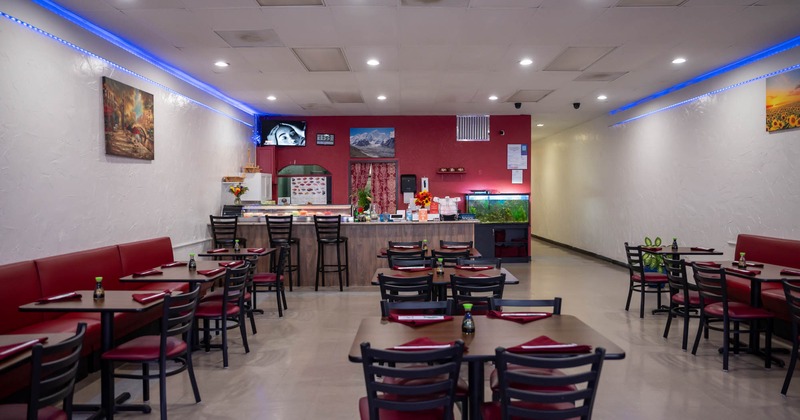 interior, tables set for guests