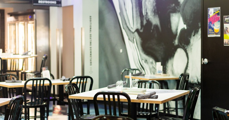 Interior, set dining table close up