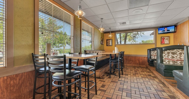 Interior, tall tables and bar stools