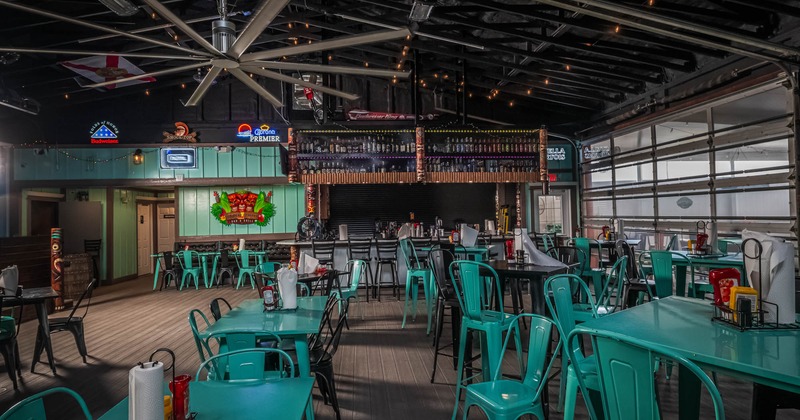 Interior, tables ready for guests