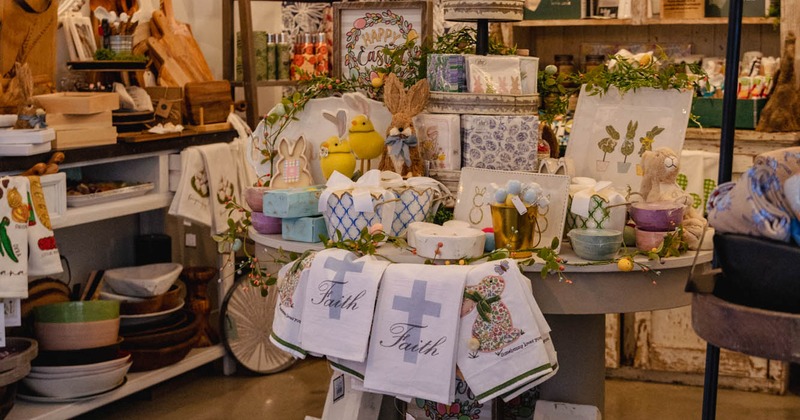 Easter-themed gift shop display