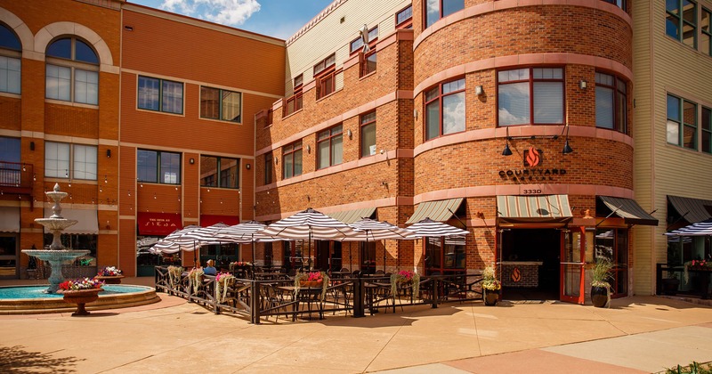 Exterior, seating area in front of the restaurant