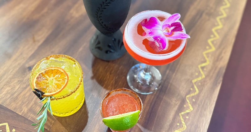 Selection of cocktails served on the table