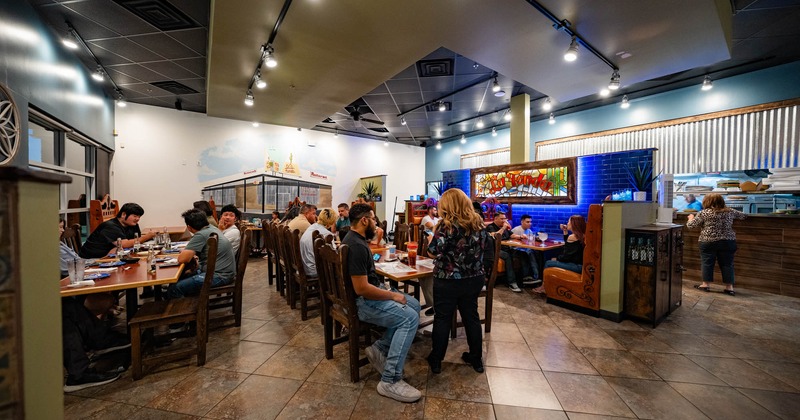 Interior, crowded dining area