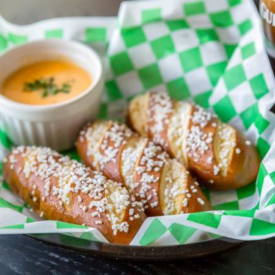 Pretzels, served with beer cheese.