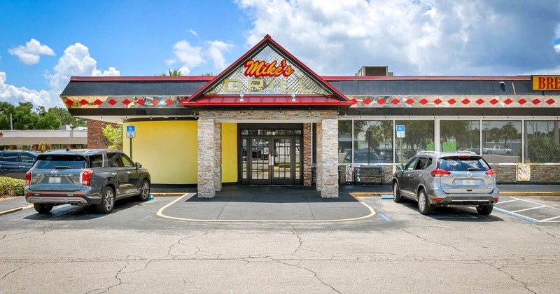 Exterior, front view to restaurant, entrance