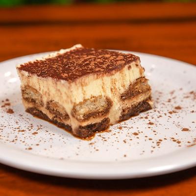 Tiramisu, plated and served.
