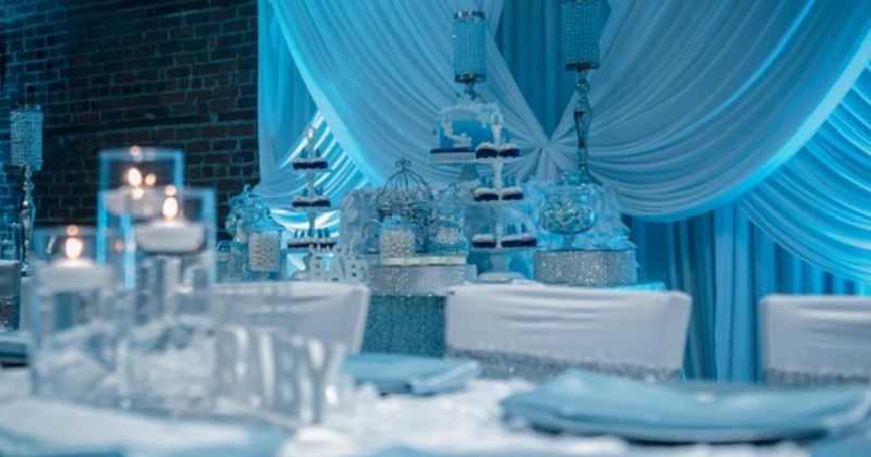 Interior, decorations, blue background