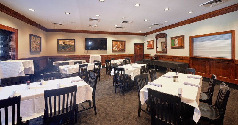 Interior, tables ready for guests