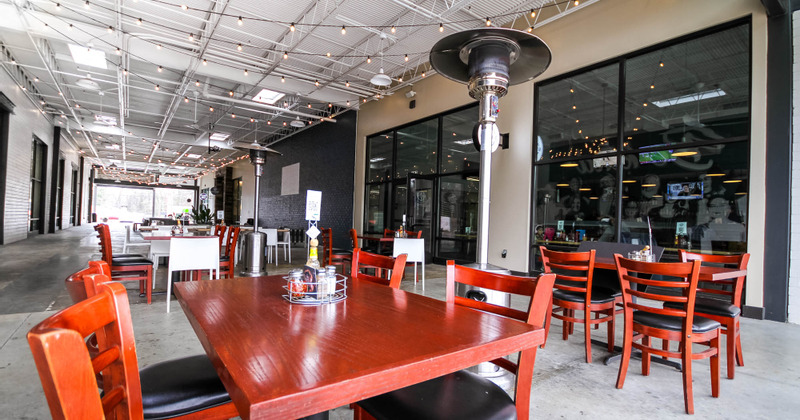Interior, tables ready for guests