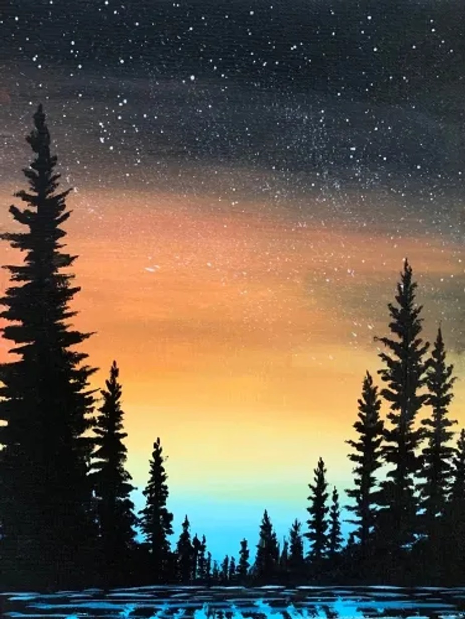 Paint Nite: Sunset Pine Silhouette event photo