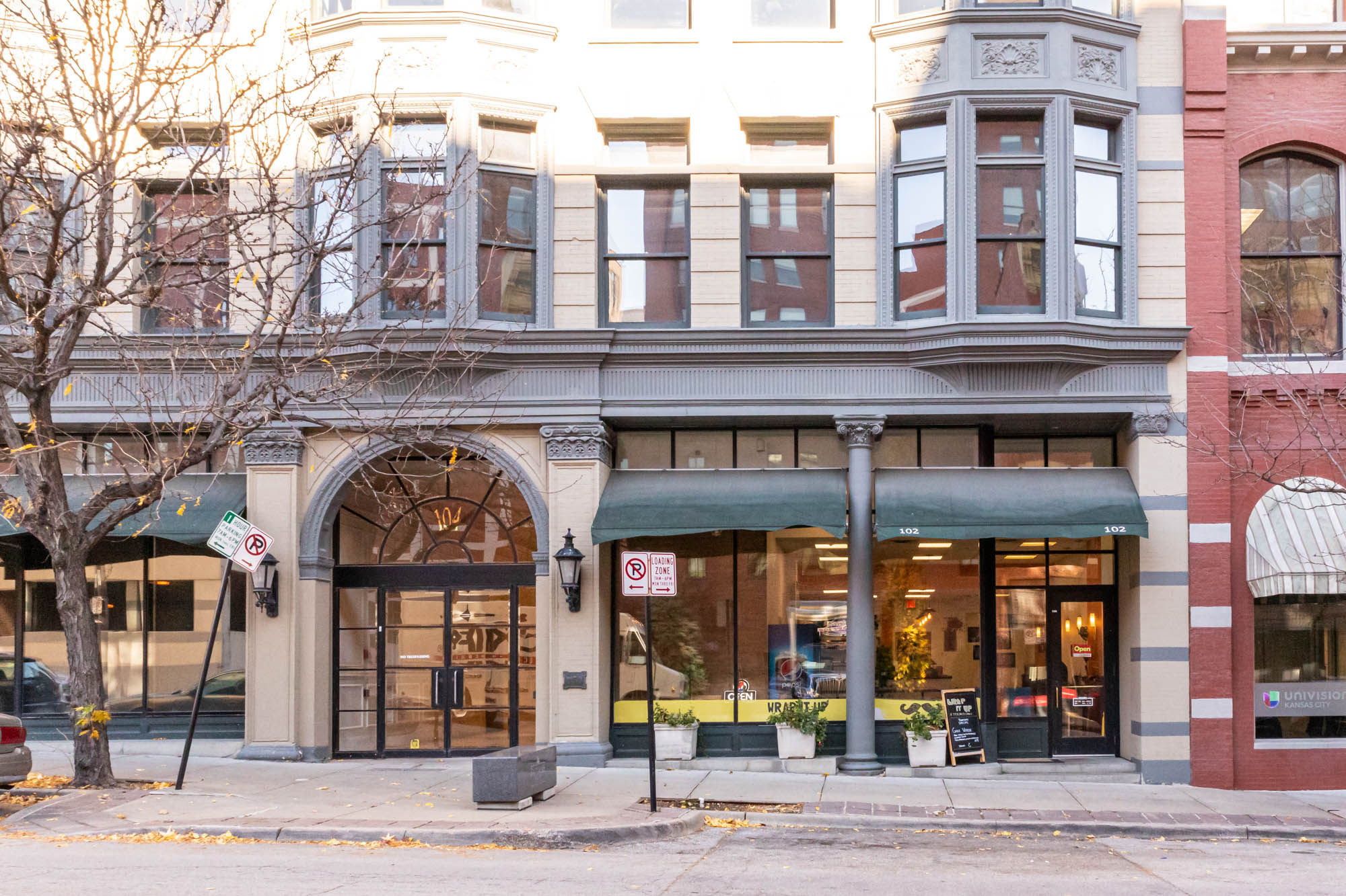 Exterior, a view from the street