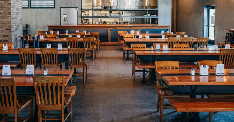 Interior, tables ready for guests
