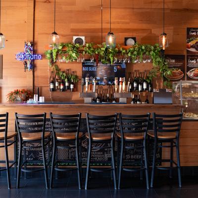Stools next to the bar counter.