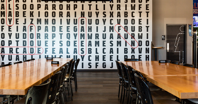 Crossword wall and reserved tables