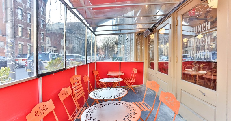 Seating area, tables and chairs