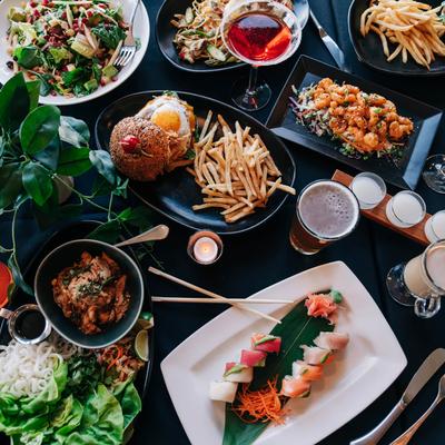 Assorted food dishes.