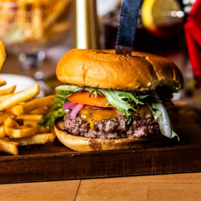 Cheeseburger and fries.