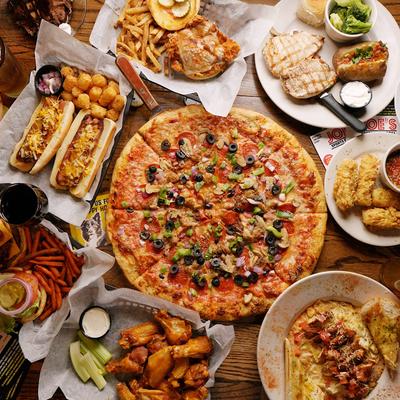 A top view of served food.