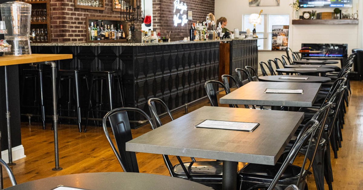 Tables and chairs, the interior of the restaurant