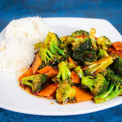 Broccoli with Spicy Garlic Sauce.
