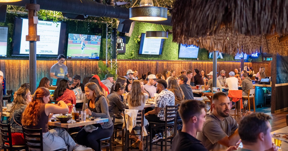 Customers dining and drinking