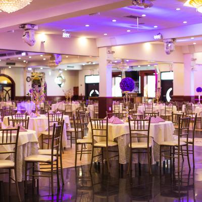 Chairs and tables decorated with flowers