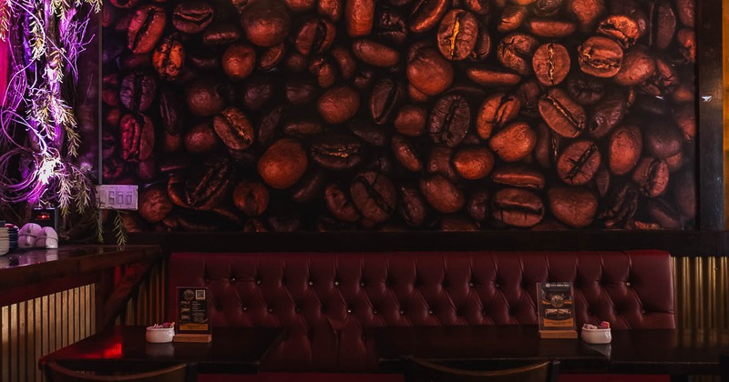 Interior, leather lounge area