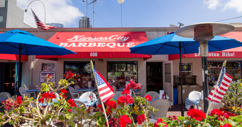 Exterior, seating area with parasols, flowers