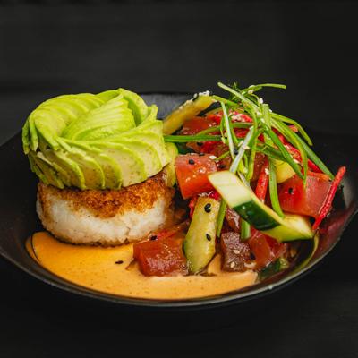 Tuna avocado poke meal.