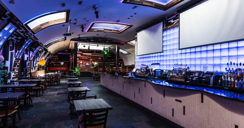 Interior, seating area, and bar