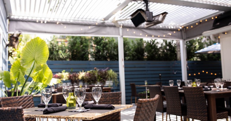 Exterior, set dining tables in the patio