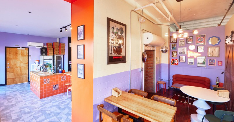 Interior, tables and chairs