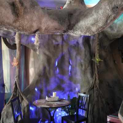 A separated seating area.