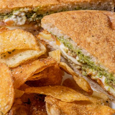 Burrata eggplant sandwich.