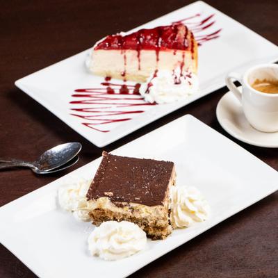 Served cakes and coffee.