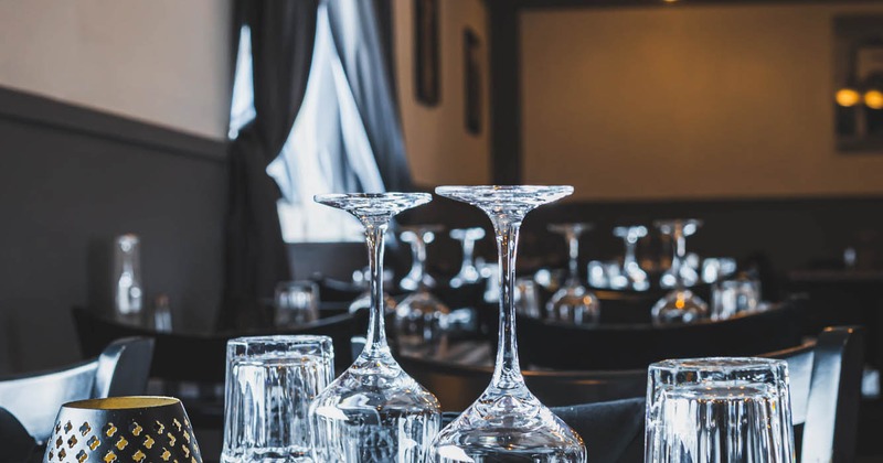 Interior, table set, glass close-up