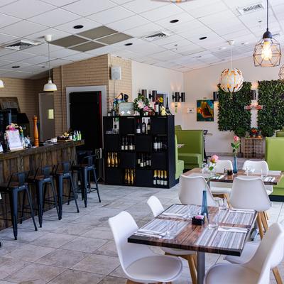 Dining and bar areas.