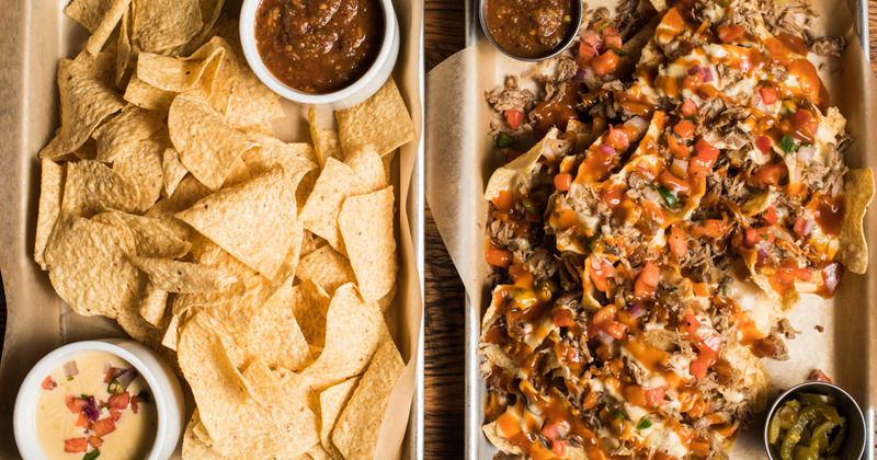 Pork Nachos and Chips with dip