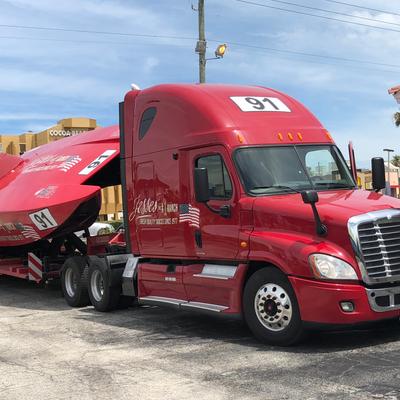Speed boat sponsored by Branos Italian Grill..