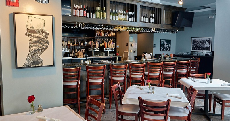 Diner and bar area, tables and chairs