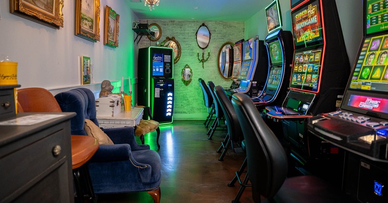 Interior, gaming area, slot machines
