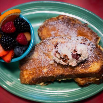 French Toast, served with fruit.
