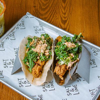 Crispy chicken tender tacos.