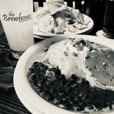 brewhouse enchilada and black beans with a margarita.